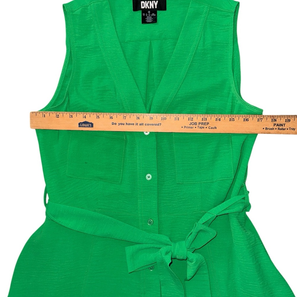 DKNY Vibrant Green V-Neck Mini Dress-HAS POCKETS!!! - Picture 6 of 8